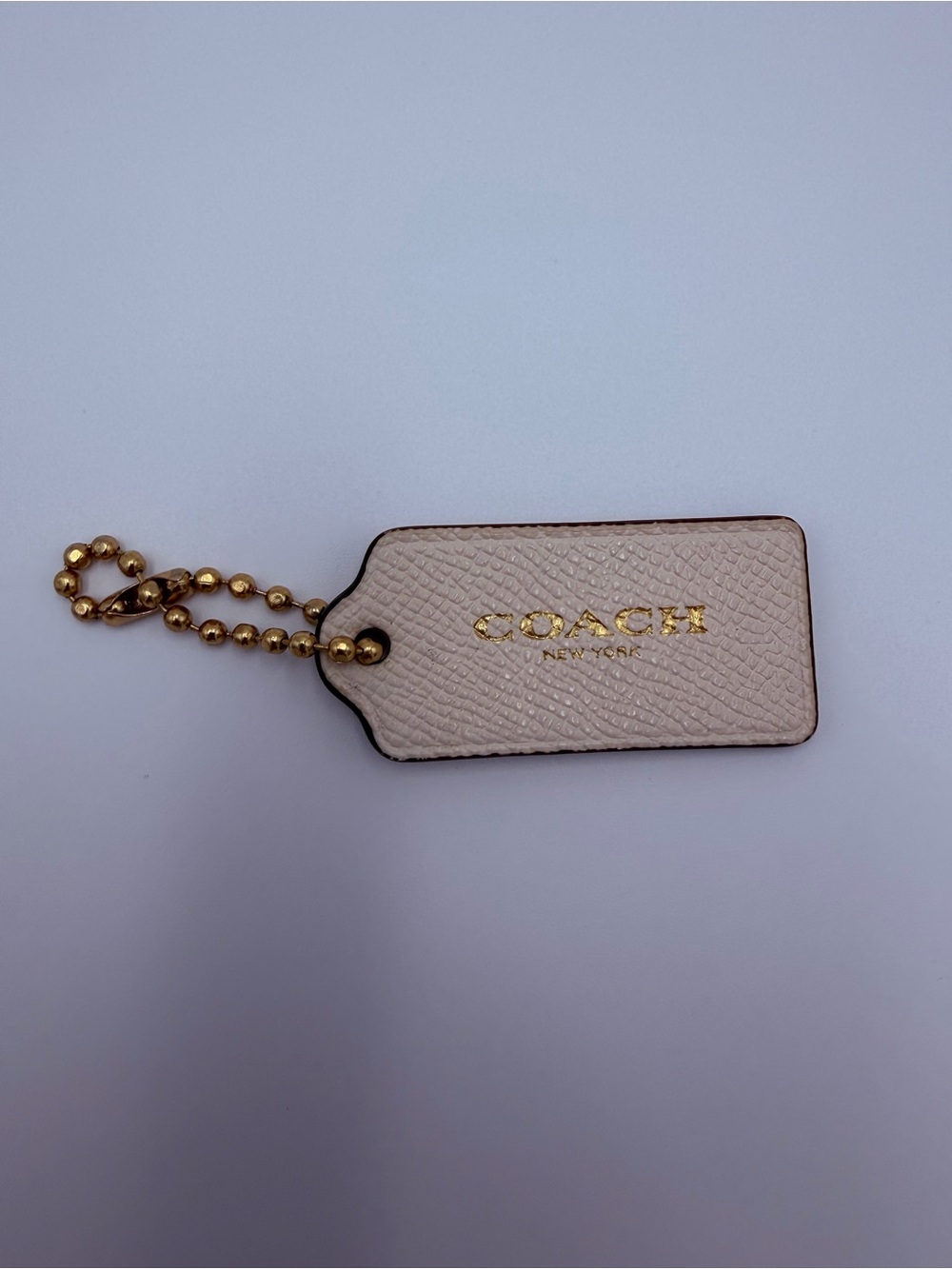 Coach Chalk Leather Hangtag Gold Logo Ball Chain Bag Charm